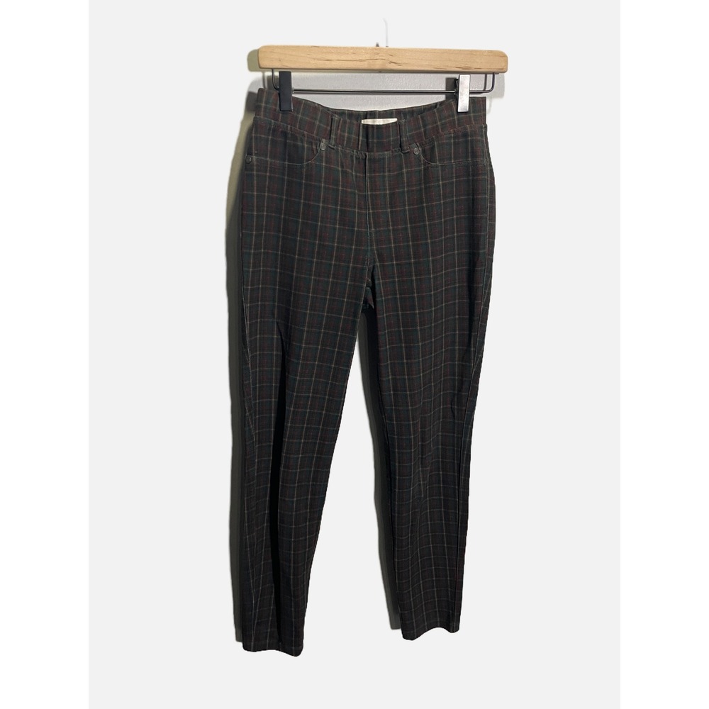 Talbots Plaid Jeggings Women 4P Dark Green Stretch Pull On Skinny Academic Pants
